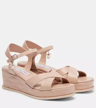 Астра 60 кожаные сандалии на платформе Jimmy Choo, Macaron