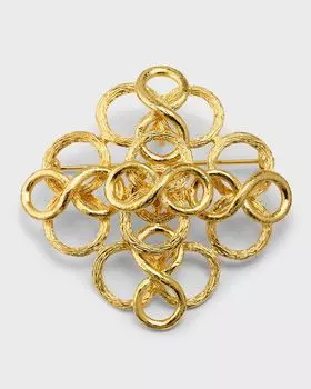 Атласная булавка с завитками золотистого цвета Kenneth Jay Lane, цвет Gold