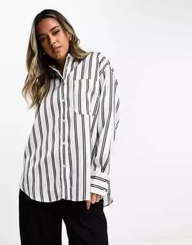 Атласная оксфордская рубашка в монополоску ASOS