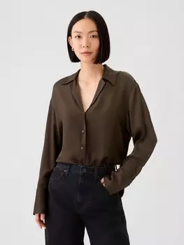 Атласная рубашка Gap, коричневый