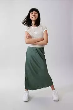 Атласная юбка H&M, зеленый