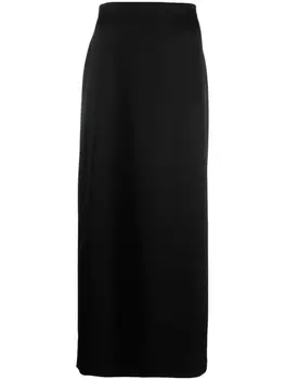 Атласная юбка миди Lanvin, черный