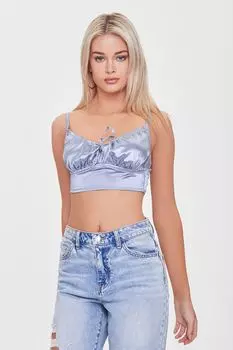 Атласная укороченная майка для нижнего белья Forever 21, синий