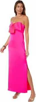 Атласное платье макси с бантом Carlynn Lilly Pulitzer, цвет Pink Palms