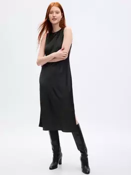 Атласное платье миди Gap, черный
