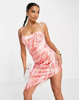 Атласное платье миди со сборками и сборками ASOS DESIGN Petite