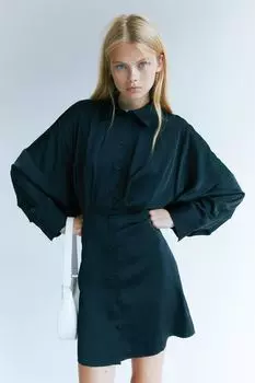 Атласное платье-рубашка H&M