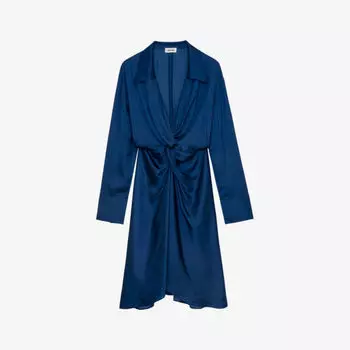 Атласное платье-рубашка миди Rozo с закрученными деталями Zadig&Voltaire, синий