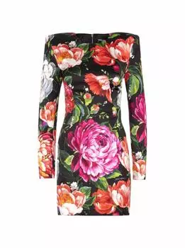 Атласное платье с цветочным принтом Dolce&Gabbana