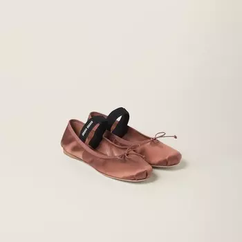 Атласные балетки Miu Miu, коричневый