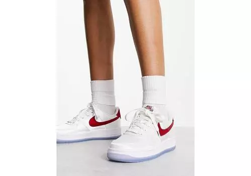 Атласные кроссовки Nike Air Force 1 белого и красного цвета
