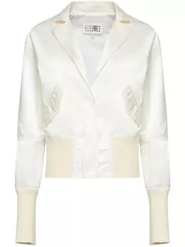 Атласный бомбер MM6 Maison Margiela, белый