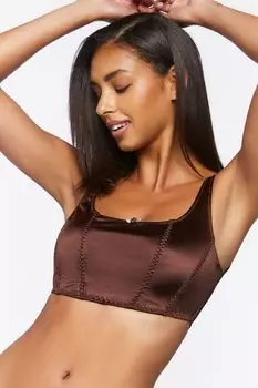Атласный бюстье-бралетт с розами Forever 21, коричневый