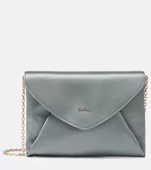 Атласный клатч-конверт Max Mara, зеленый
