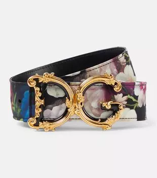 Атласный ремень dg girls шириной 40 мм с цветочным принтом Dolce&Gabbana, мультиколор