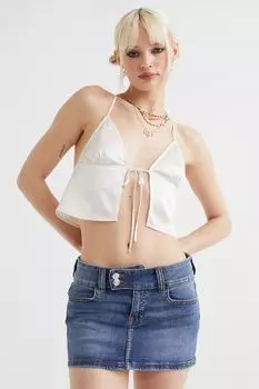Атласный топ с галстуком H&amp;M, белый