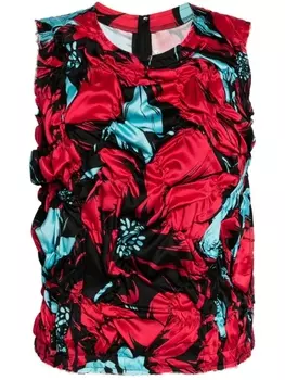 Атласный топ со сборками Comme Des Garons, красный