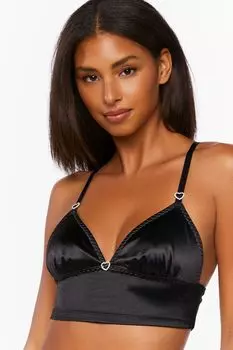Атласный удлиненный бюстгальтер с треугольными чашками Forever 21, черный