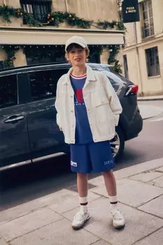 Ажурная вышитая футболка париж ZARA, синий
