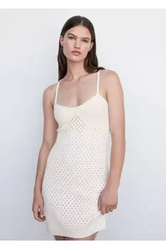 Ажурный вязаный свитер Mango, белый