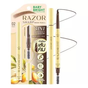 Baby Bright Карандаш для бровей Razor Sharp 0,15г. 02 Бисквитный шоколад, Biscuit Choco