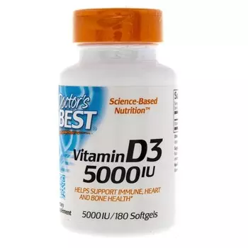 БАД Doctor's Best, Витамин D3 5000 МЕ, 180 капсул
