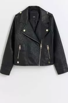 Байкерская куртка для девочки от бренда River Island, черный