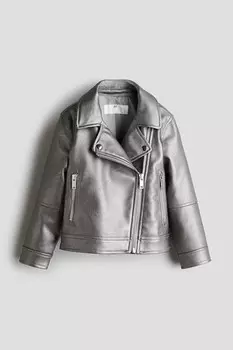 Байкерская куртка H&M, серебряный