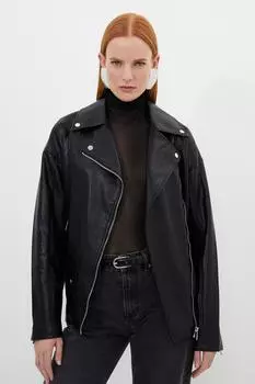 Байкерская куртка из искусственной кожи Karen Millen, черный