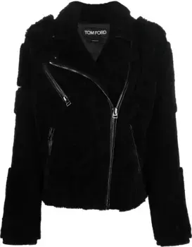 Байкерская куртка из овчины TOM FORD, черный