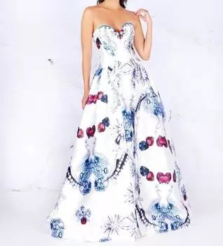 Бальное платье с принтом в цвете Diamond White Mac Duggal