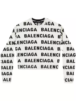Balenciaga джемпер с логотипом, белый
