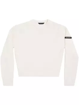 Balenciaga джемпер с нашивкой-логотипом, белый
