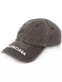 Balenciaga джинсовая кепка с вышитым логотипом, черный