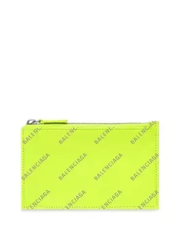Balenciaga картхолдер на молнии с логотипом, зеленый