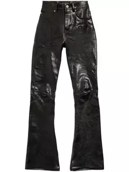 Balenciaga кожаные брюки bootcut, черный