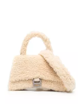Balenciaga маленькая сумка Hourglass с верхней ручкой, нейтральный цвет