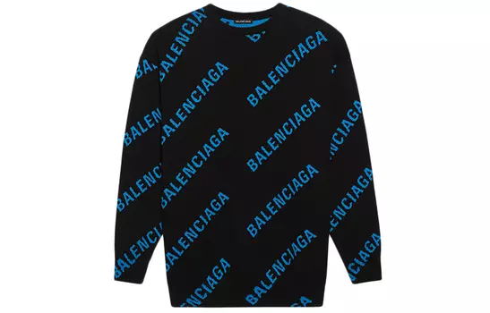 Свитер мужской Balenciaga с логотипом, черный / синий