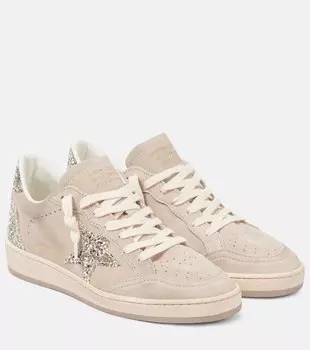 Балетки Ball Star из замши с блестками Golden Goose, Beige/Platinum