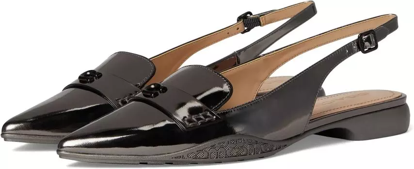 Балетки COACH Carrie Metallic Leather Skimmer, цвет Anthracite
