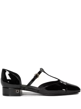 Балетки Ferragamo с Т-образным ремешком, черный
