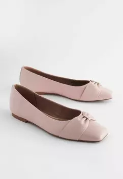Балетки Forever Comfort Square Toe Bow Regular/Wide Fit Next, розовый