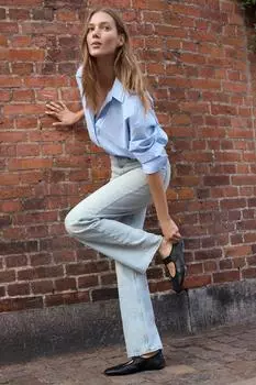 Балетки из эластичной кожи ZARA, черный