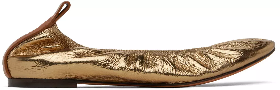 Балетки из металлизированной кожи Lanvin, Gold