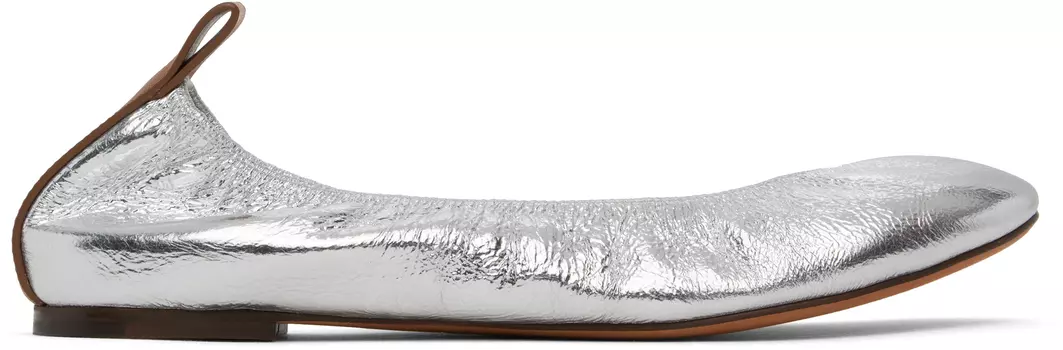 Балетки из металлизированной кожи Lanvin, Silver