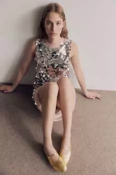 Балетки из мягкой кожи ZARA, золотой
