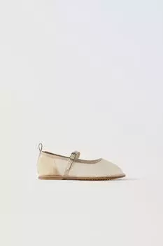 Балетки из органзы ZARA, экрю-белый