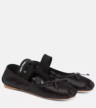 Балетки из сатина Miu Miu, черный