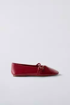 Балетки лаковые ZARA, красный