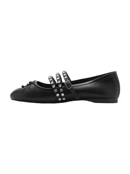 Балетки MANGO Ballet Flats with Strap, черный